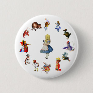 ALLE ONGEVEER IN WONDERLAND RONDE BUTTON 5,7 CM