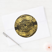 Alle ooggolden textuur op verouderd hout ronde sticker (Envelop)