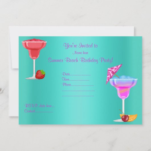 ALLE OPENBAARMAKING BEACH COCKTAIL PARTIJ INVITATI KAART (Achterkant)