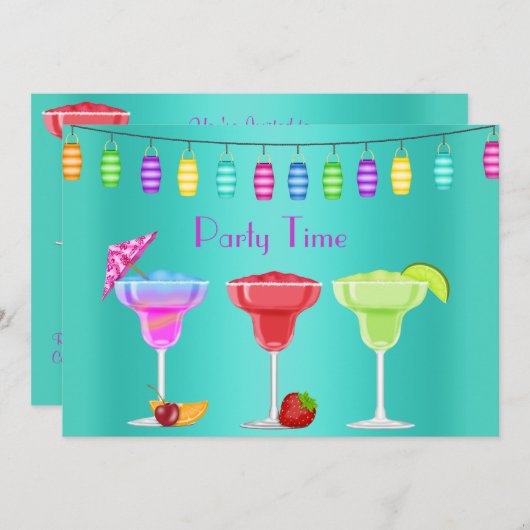 ALLE OPENBAARMAKING BEACH COCKTAIL PARTIJ INVITATI KAART (Voorkant / Achterkant)