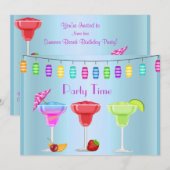 ALLE OPENBARE BEACH COCKTAIL PARTIJINVITATIE KAART (Voorkant / Achterkant)