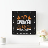 Alle opgedoft - Kerst Design Vierkante Klok (Huis)