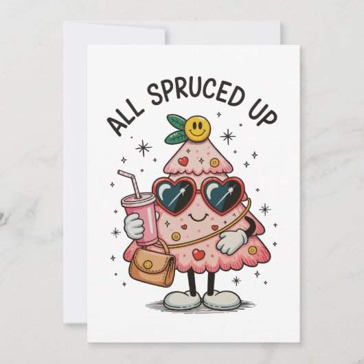 Alle opgesmukte kerst Bougie roze boom riem tas Feestdagenkaart (Voorkant)