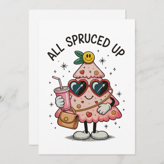 Alle opgesmukte kerst Bougie roze boom riem tas Feestdagenkaart (Voorkant / Achterkant)