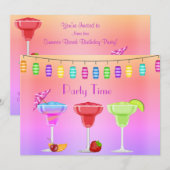 ALLE OPVALLEN BINNEN COCKTAIL PARTIJINVITAIL roze Kaart (Voorkant / Achterkant)