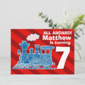 Alle opvarenden trainen verjaardagsfeest kaart (Staand voorkant)