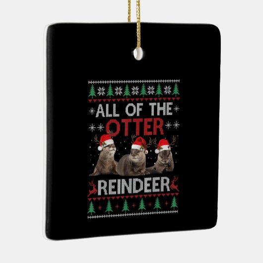 Alle Otter Reindeer Kerstmis Ugly Sweater Keramisch Ornament (Rechts)