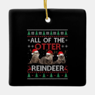 Alle Otter Reindeer Kerstmis Ugly Sweater Keramisch Ornament