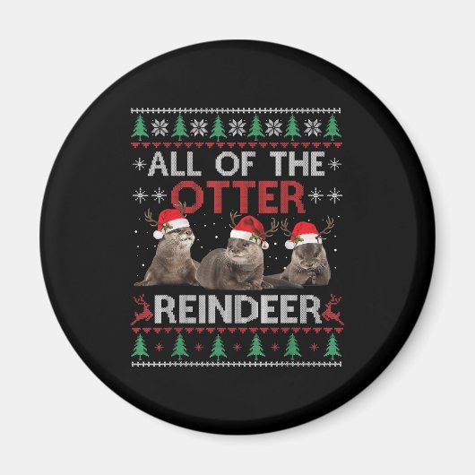 Alle Otter Reindeer Kerstmis Ugly Sweater Magneet (Voorkant)