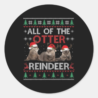 Alle Otter Reindeer Kerstmis Ugly Sweater Ronde Sticker