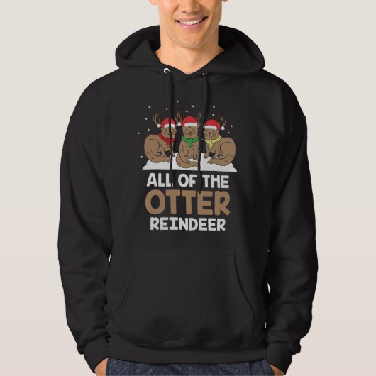 Alle Otter Reindeer Schattige Kerstpajam Hoodie (Voorkant)