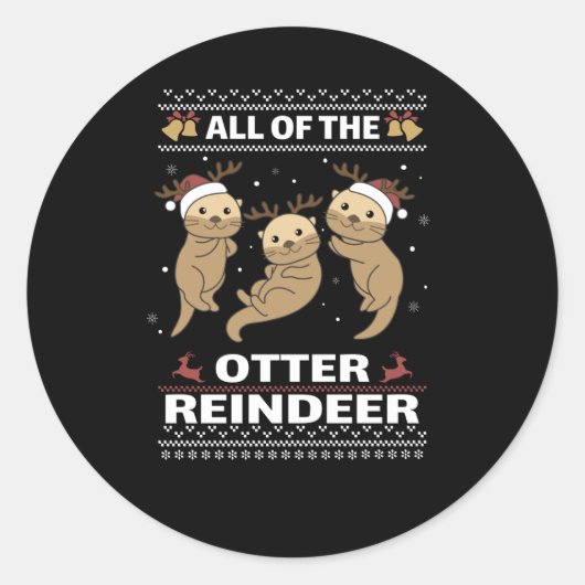 Alle Otter Reindeer Sweet kerstotter Ronde Sticker (Voorkant)