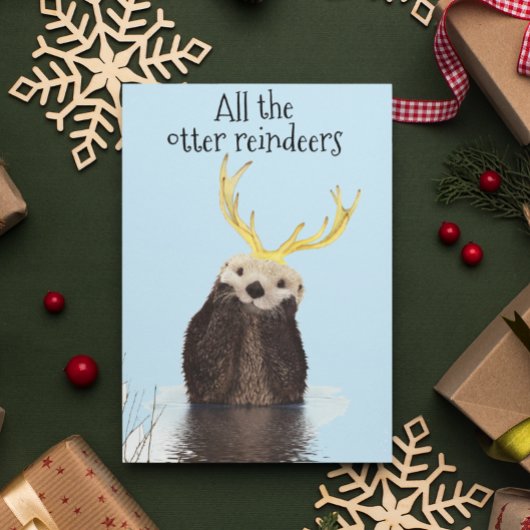 Alle Otter Reindeers Cute Holiday Feestdagenkaart