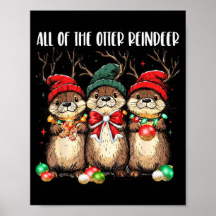 Alle Otter Rendier Kerst Otters Kerstman X Poster