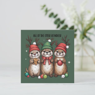 Alle Otter Rendieren Kerstmis Dier Winter Feestdagenkaart