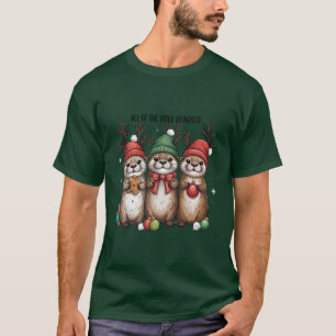 Alle Otter Rendieren Kerstmis Dier Winter T-shirt