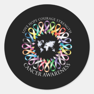 Alle overlevenden van kanker Bewustzijn Vechten Ri Ronde Sticker