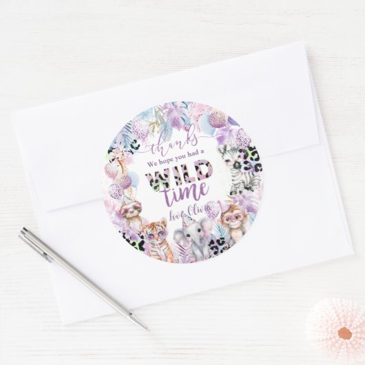 Alle partijdieren Oerwoud Safari Birthday Ronde Sticker (Envelop)