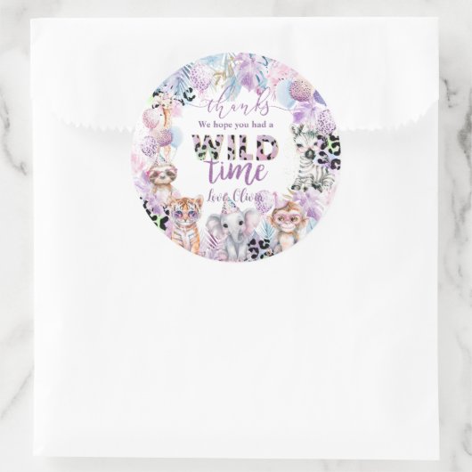 Alle partijdieren Oerwoud Safari Birthday Ronde Sticker (Tas)