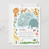 Alle partijdieren oproepen | Modern Safari Birthda Kaart (Voorkant)