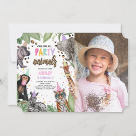 Alle partijdieren Safari Birthday Foto Kaart