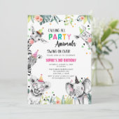 Alle partijdieren Safari Birthday roepen Kaart (Staand voorkant)