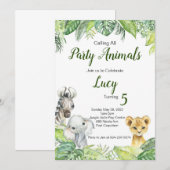 Alle partijdieren Safari Birthday roepen Kaart (Voorkant / Achterkant)