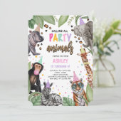 Alle partijdieren Safari Birthday roepen Kaart (Staand voorkant)