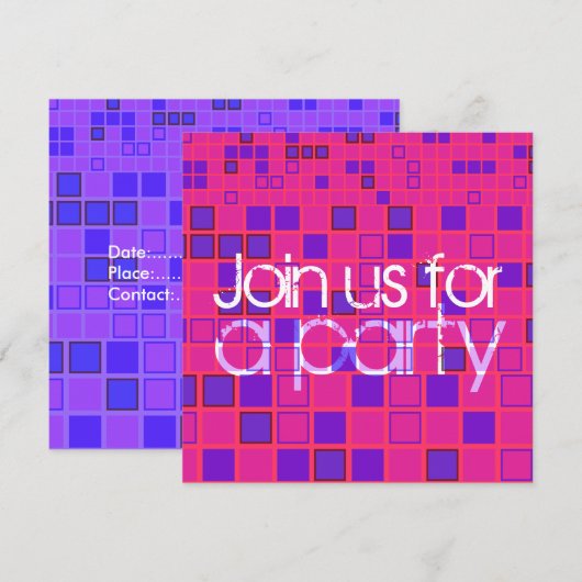 Alle partijen Uitnodiging Roze Paarse Mozaïek (Voorkant / Achterkant)