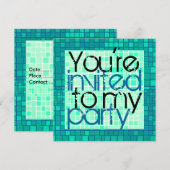 Alle partijuitnodiging Groene mozaïek Kaart (Voorkant / Achterkant)