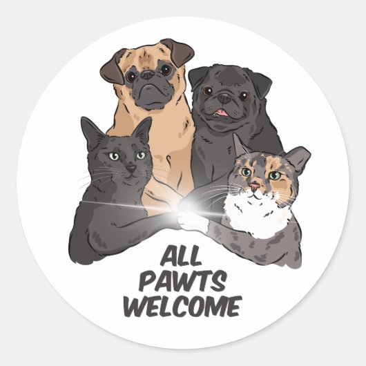 Alle Pawts verwelkomen klassieke ronde Stickers (Voorkant)