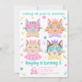 Alle Pawty Animals Schattige Kitty Cat Verjaardag Kaart (Voorkant)