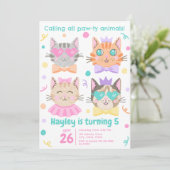 Alle Pawty Animals Schattige Kitty Cat Verjaardag Kaart (Staand voorkant)