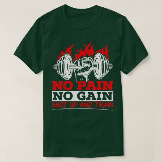 Alle pijn Geen toename Gym Weightlift Bodybuilding T-shirt (Design voorkant)