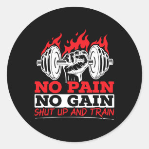 Alle pijn geen winst Gym gewichtheffen bodybuildin Ronde Sticker