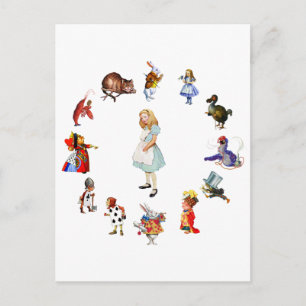 Alle plaatsen rondom Alice in Wonderland Briefkaart