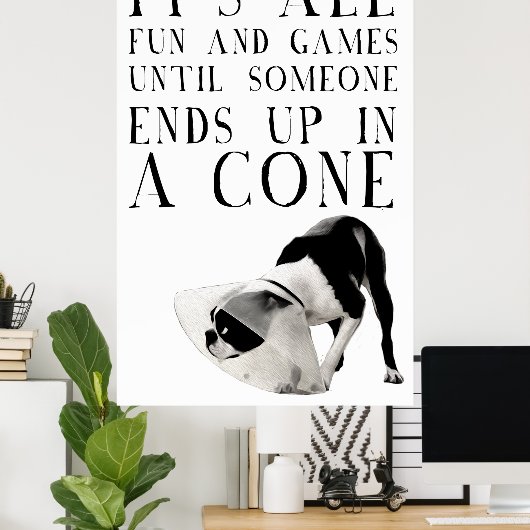 Alle plezier- en games tot iemand in een kegel bel poster (Thuiskantoor)