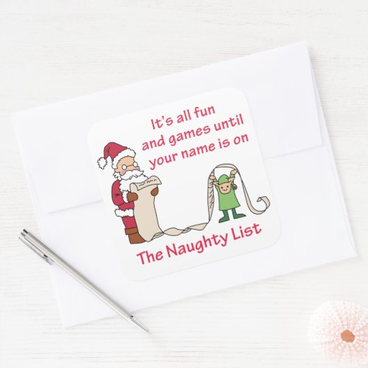 Alle plezier- en games vierkante sticker (Envelop)