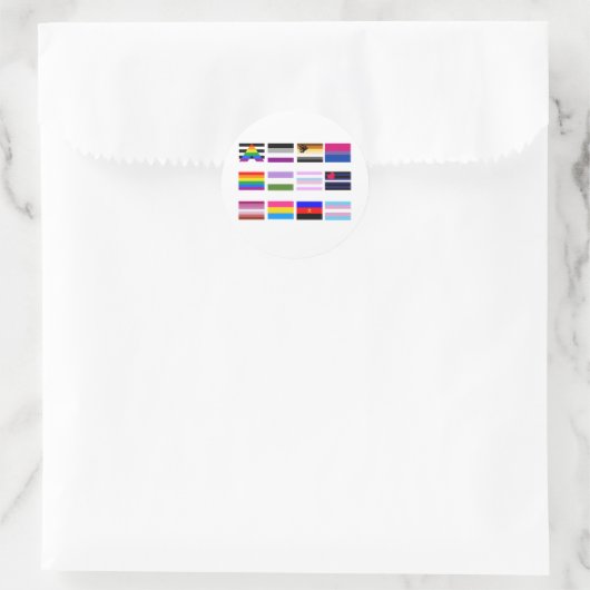 ALLE PRIDE VLAGGEN RONDE STICKER (Tas)