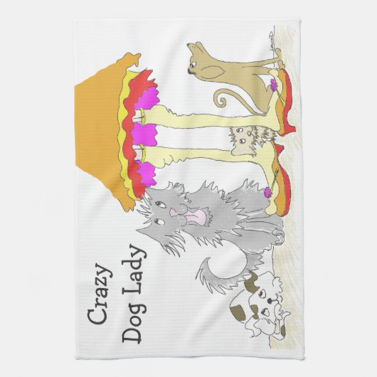 Alle processen tegen dierenwelzijn Crazy Dog Lady Theedoek (Verticaal)
