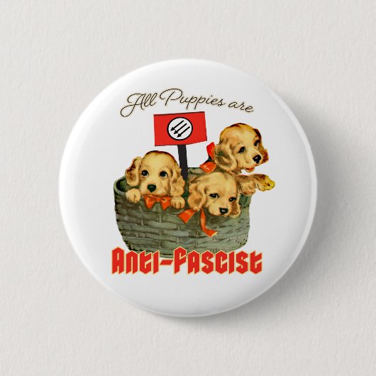 Alle Puppies zijn antifascistisch Ronde Button 5,7 Cm (Voorkant)