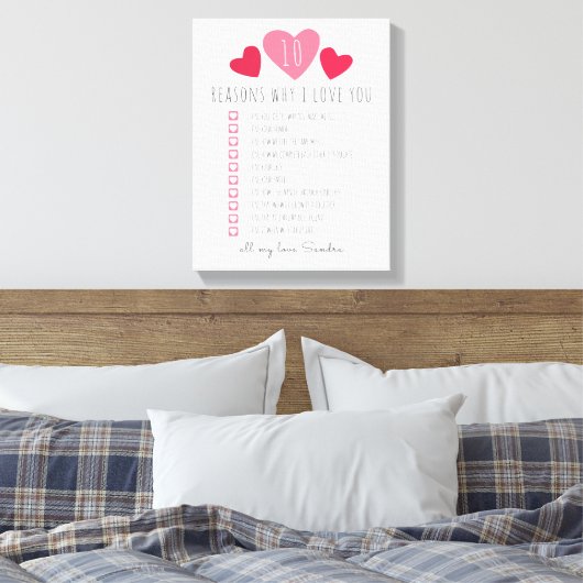 alle redenen waarom ik van je hou. 10 redenen waar canvas afdruk (Insitu (Slaapkamer))