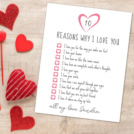 alle redenen waarom ik van je hou. 10 redenen waar kaart