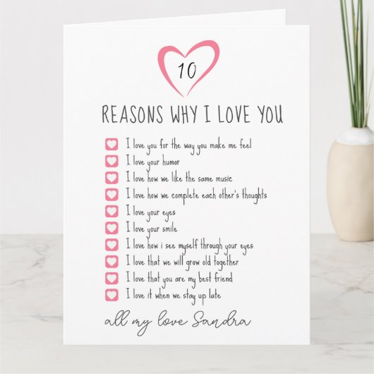 alle redenen waarom ik van je hou. 10 redenen waar kaart (Voorkant)