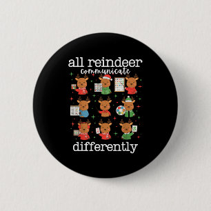 Alle rendieren communiceren anders Kerstmis Autism Ronde Button 5,7 Cm