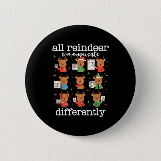 Alle rendieren communiceren anders Kerstmis Autism Ronde Button 5,7 Cm (Voorkant)