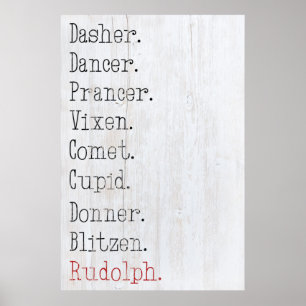 Alle rendieren van de kerstman poster