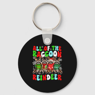 Alle rendieren van de wasbeer Kerstgroep Santa ren Sleutelhanger