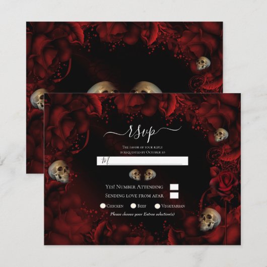 Alle rode rozen en wolken donkerbruine bruiloft RS Kaart (Voorkant / Achterkant)