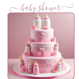 ALLE ROZE BABY SHOWER TAART MET BABYFLessen Kaart
